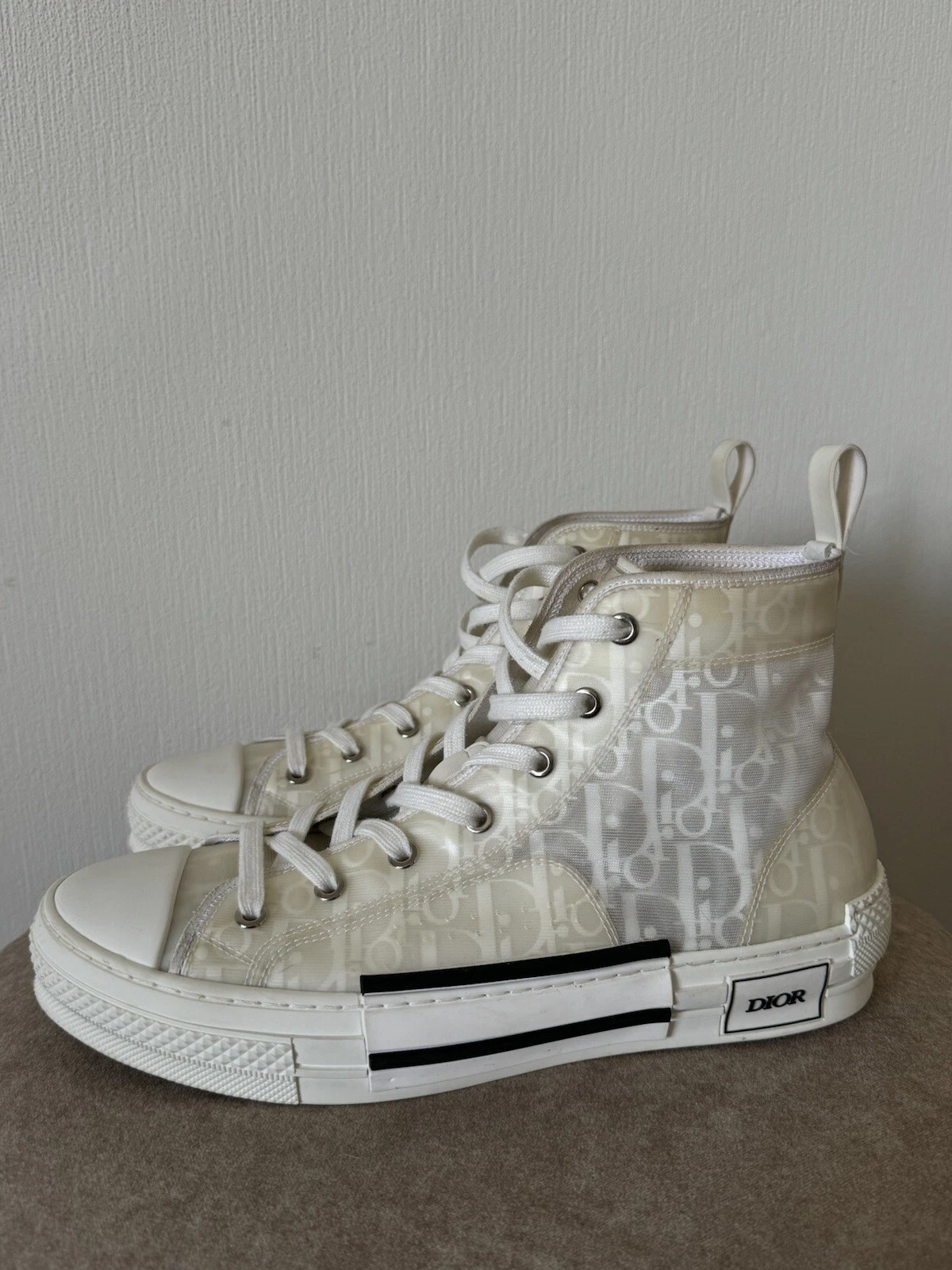 Baskets hautes authentiques Christian Dior B23 en toile blanche PVC taille UE 41 US 11