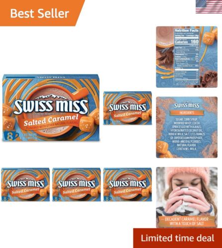 Rich Salted Caramel Flavored Hot Cocoa Mix - 5 Pack with 8 Convenient Sachets