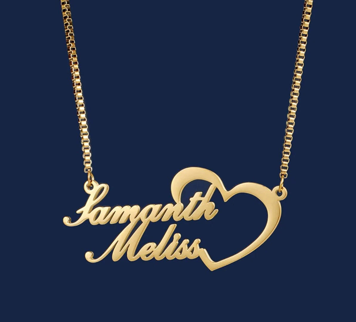 Couple name pendant gold clearance