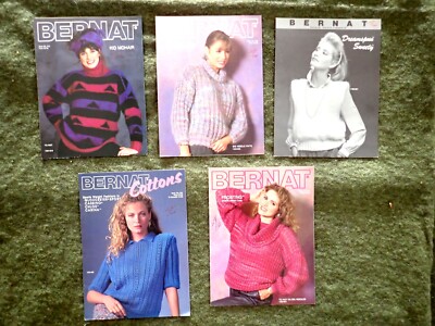 Bundle of Bernat Knits Vintage Sweater Patterns Leaflets