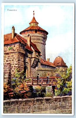 Nürnberg Frauentor GERMANY 4x6 artist signed Postcard