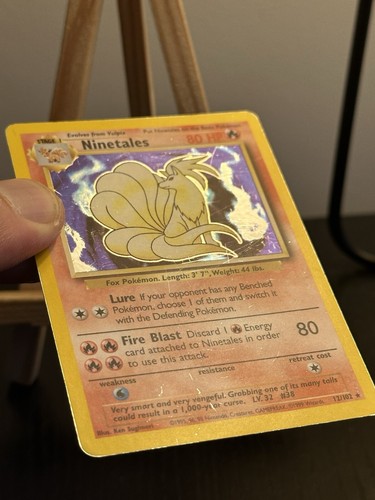 1999 - Pokémon - Base Set Ninetales ERROR Black Flame Holo Rare MP - Picture 3 of 5