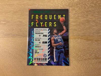 2020-21 Panini Hoops Basketball Frequent Flyers Joel Embiid Green Explosion /89