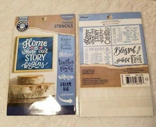 2X Crafter's 4 Different Plastic Stencils 13 Phrases Home,Believe,Blessed,Live..