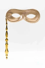 Masquerade Gold or Silver Half Mask on a Stick