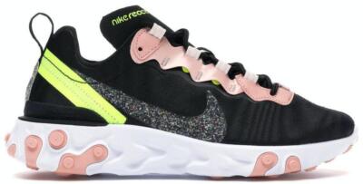 Brand New Nike Women React Element 55 Premium Black Coral Stardust W Size 7