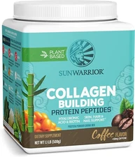 Sunwarrior - Collagen Building Protein Peptides | Drink Mix, Coffee, 1.1 Lb/500g