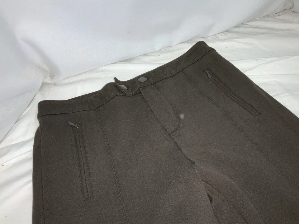 "Pantalones Vince talla 4 marrón nailon algodón elástico 26"" entrepierna pierna recta YGI D0-530" Foto 3 de 4