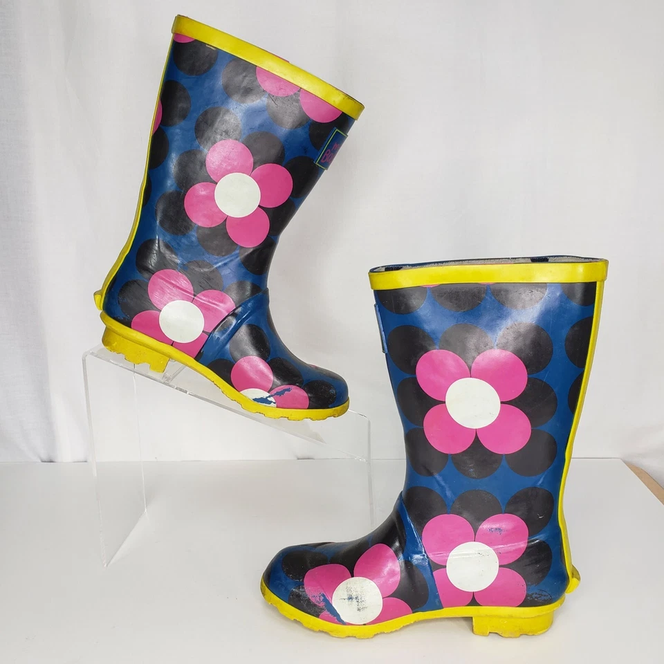 Botas de agua Mini Boden Juveniles Talla 30 Azul Rosa Floral Lluvia Nieve EE. UU. 12 13 Foto 2 de 4