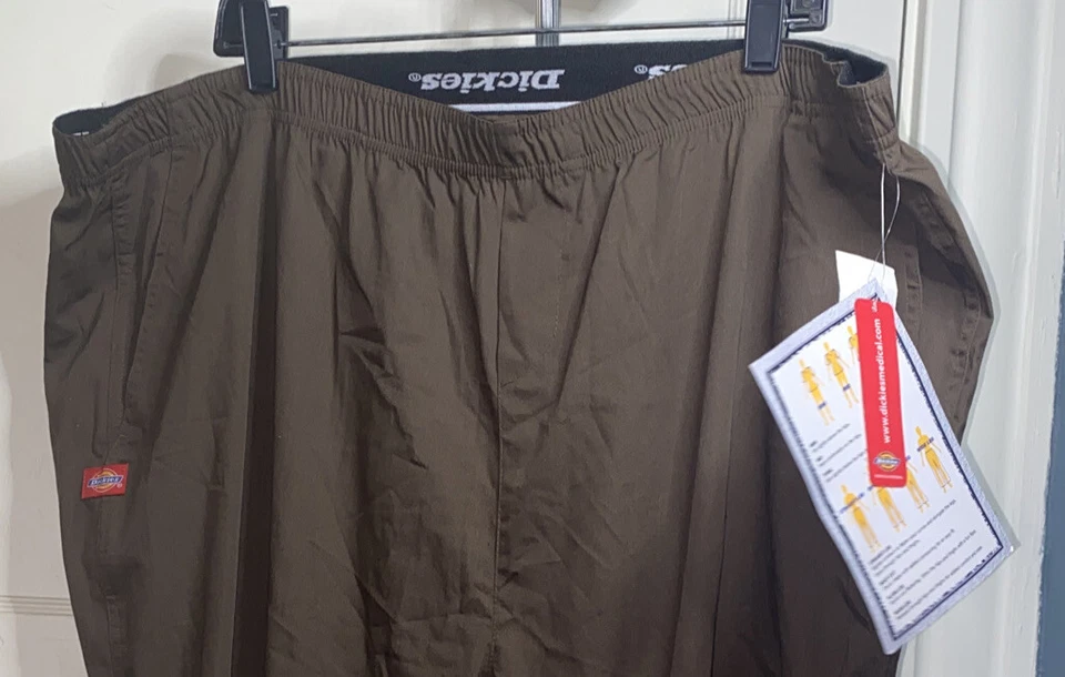 Dickies Easy Care Flare Medical Scrub Bottoms, Pants. Brown/pink 2XL. NWT! - Image 2 of 4