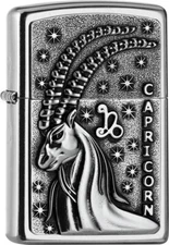 ZIPPO Original Lighter Regular / Street Chrome Emblem Capricorn / Gift Box