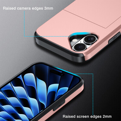 For iPhone 17 16 15 14 13 Pro Max 12 11 Slide Wallet Credit Card