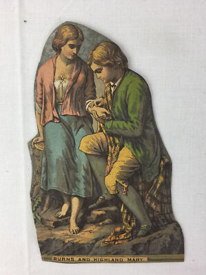 #ad Antique 1800#x27;s Chromolithograph Print Robert Burns amp;Highland Mary Campbell 4x6 $9.99