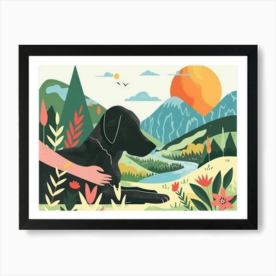 Hund Portrait Illustration Kunstdruck gerahmt Wandbild Poster Leinwanddruck Bild