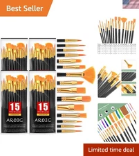 Versatile Acrylic Paint Brush Set - 60pcs with Nylon Bristles for All Techniques