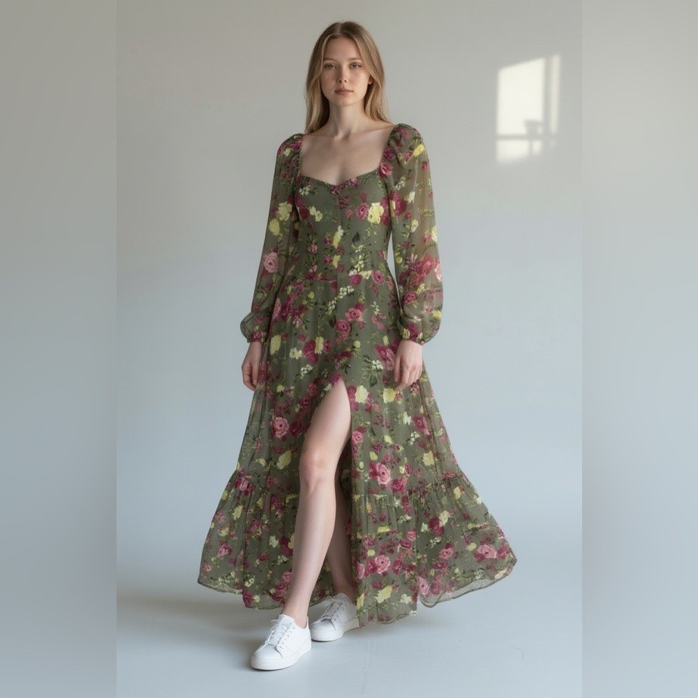 Bar III Women's Printed Bustier Side-Slit Maxi Dress