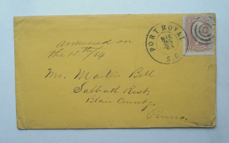 US SC 65 PORT ROVAL, S.C 1864 POSTAL COVER HISTORY