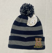 Harry Potter Hogwarts School House Crest Pom Knit Winter OSFM Beanie Hat Cap