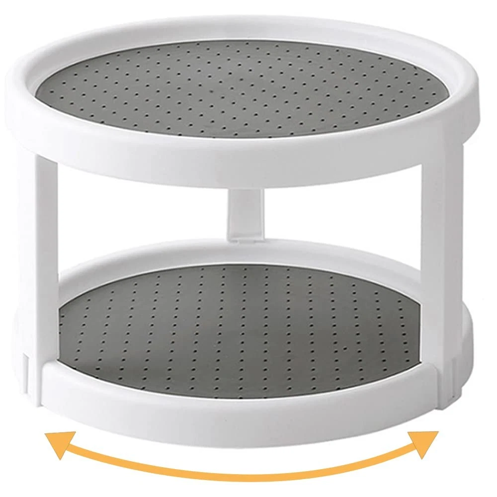 Lazy Susan Organizer, 2 Tier Non Skid Spice Rack Turntable,360 Degree Rotatin...