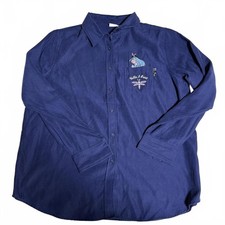 DISNEY 90s Winnie the Pooh Eyeore Blue Long sleeve Button up. Mens XL Disneyana