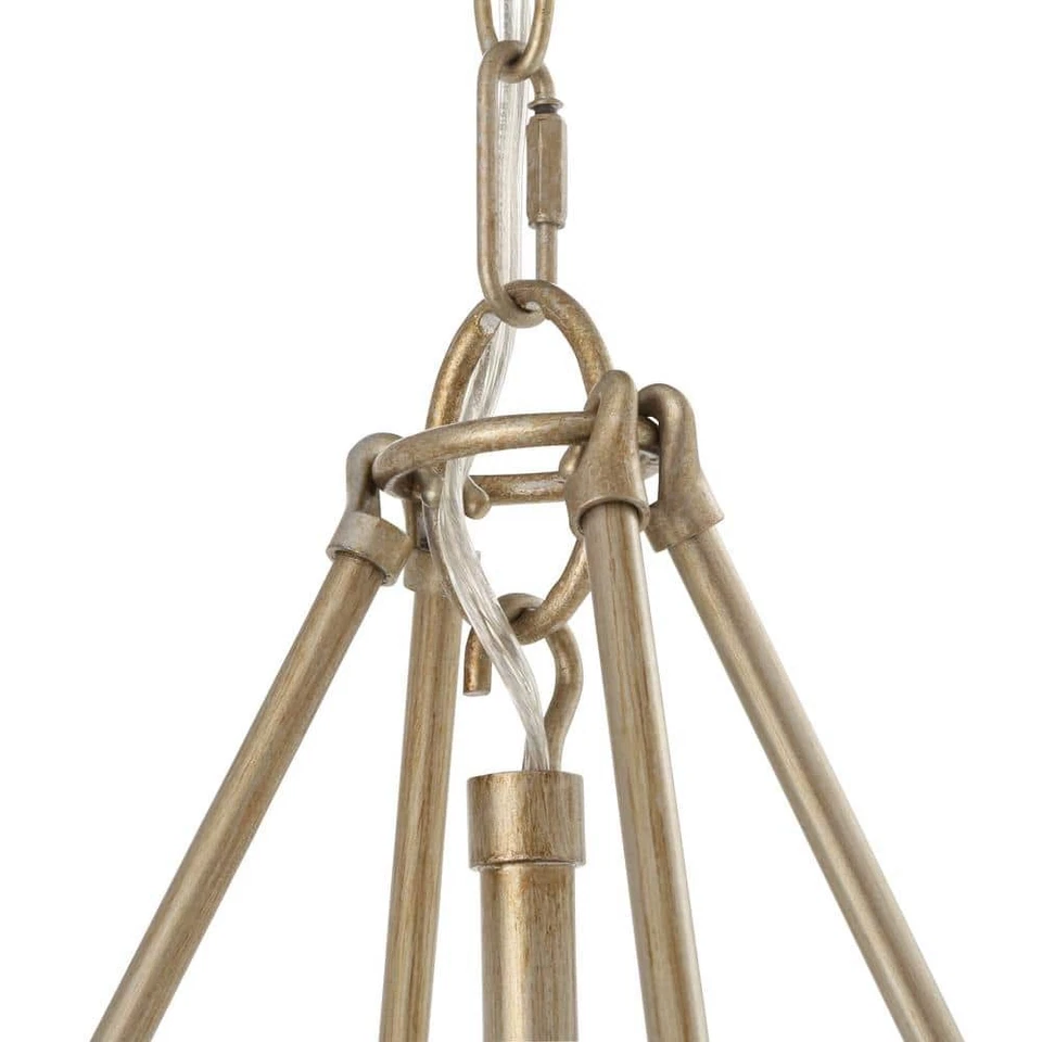 Colgante Golden Lighting Smyth WG de oro blanco de 3 luces con vidrio transparente Foto 3 de 4