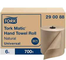 Tork Matic H1 Universal Paper Hand Towel Rolls Natural 100% Recycled 6 Rolls -