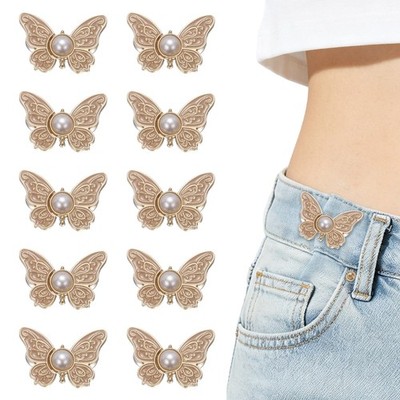 10 Adjustable Belt Sets for Pants, Butterfly Buckles, Gold/Cahos