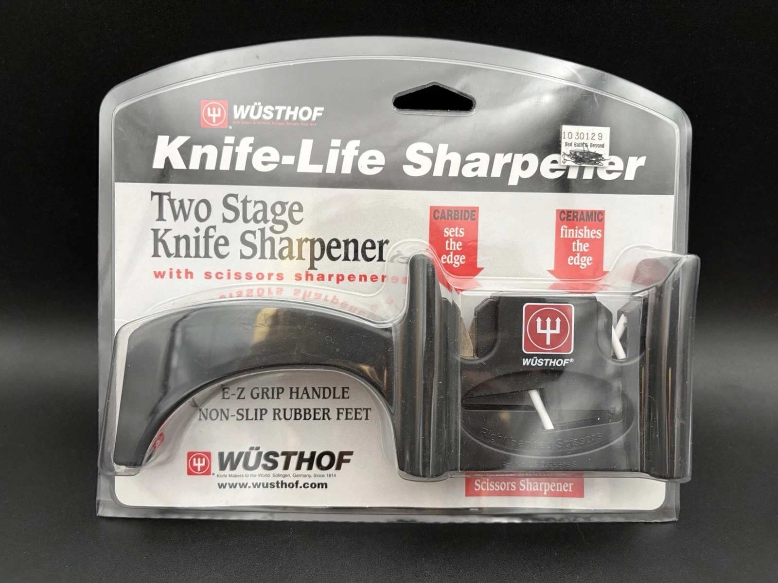 Wusthof Knife-Life Two Stage Sharpener Left Right Scissors Ceramic Carbide NIB