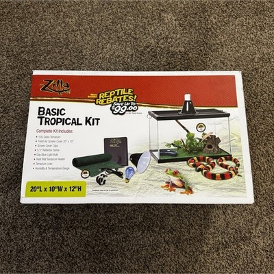 Zilla Basic Tropical Kit 20''x10''x12'' Glass Reptile Habitat Terrarium