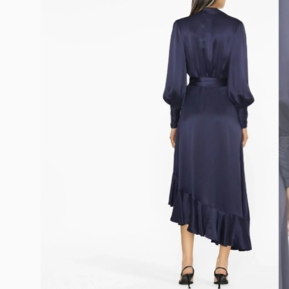 Zimmermann Black Silk Wrap Ruffle Midi dress size 1/4-6 US