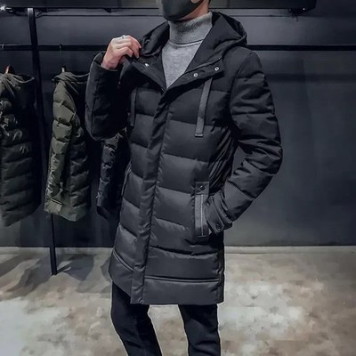 8xl Winter Long Parka Men's Fashion Classic Solid Color Thick Warm Padded Jacket