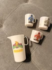 Vintage Mighty Morphin Power Rangers Juice Bar Cups & Pitcher 1994 Chilton Globe