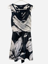 Express Black/White Cowl Neck Sleeveless Floral Chiffon Midi Dress M Indie Twee