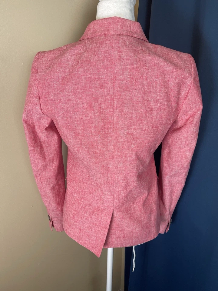 J. Crew Heathered Pink Linen Cotton Blend Blazer Sz 4 Career Workwear - Image 3 of 4