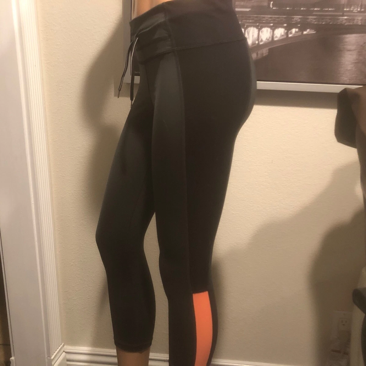 LUCY ACTIVEWEAR Black Workout Crop Capri Pant Legging MESH SZ S