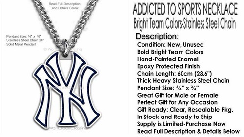 FREE SHIP - NEW YORK YANKEES NECKLACE STAINLESS STEEL CHAIN SPORTS BASEBALL CB' - Picture 2 of 14