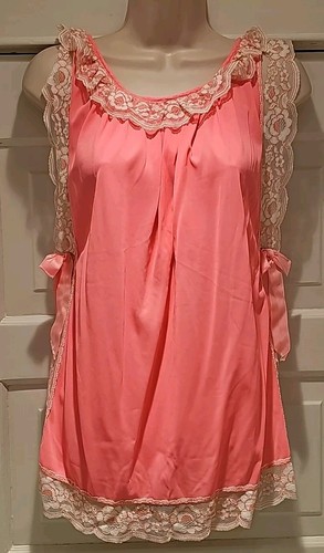 Vtg 1960's Nylon Babydoll Pajama Top Panty Set Size Petite Split Side Lingerie - Picture 2 of 11