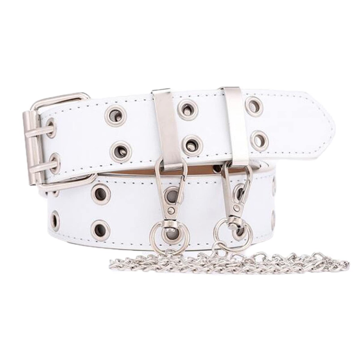 Double Grommet Belt Leather Punk Vintage Rock Jeans y2k Double Grommet Belt Leather Punk Vintage Rock Jeans y2k
