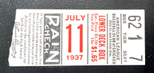 7/11/37 CHI WHITE SOX/STL BROWNS TICKET STUB-KNICKERBOCKER 4 HITS/STRATTON WINS
