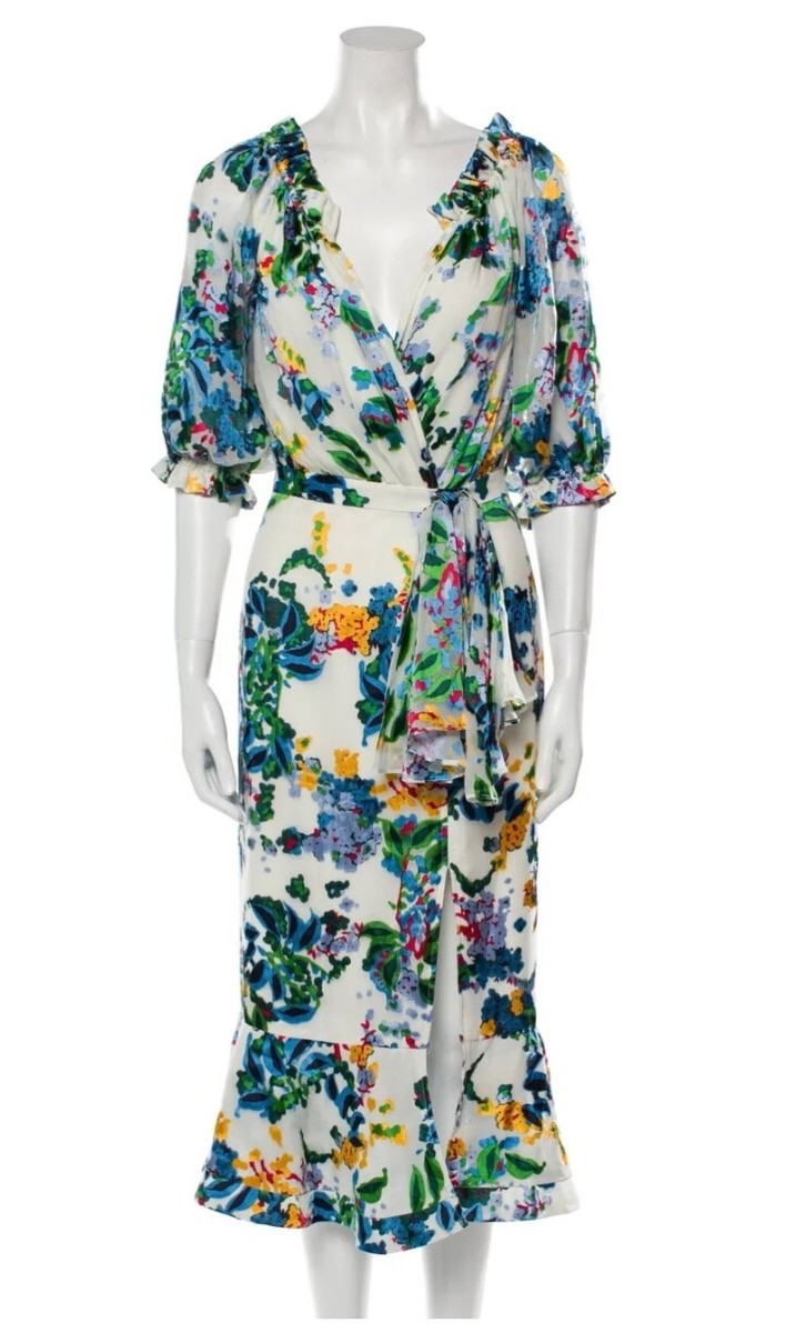 saloni olivia floral midi dress