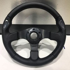330mm Black Stitching Leather Flat Steering Wheel Racing Drifting Rally