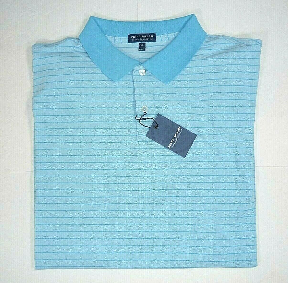 Peter Millar Crown Crafted Men XL Blue Tailored sold out Animer and price revision Polo Moon Pique