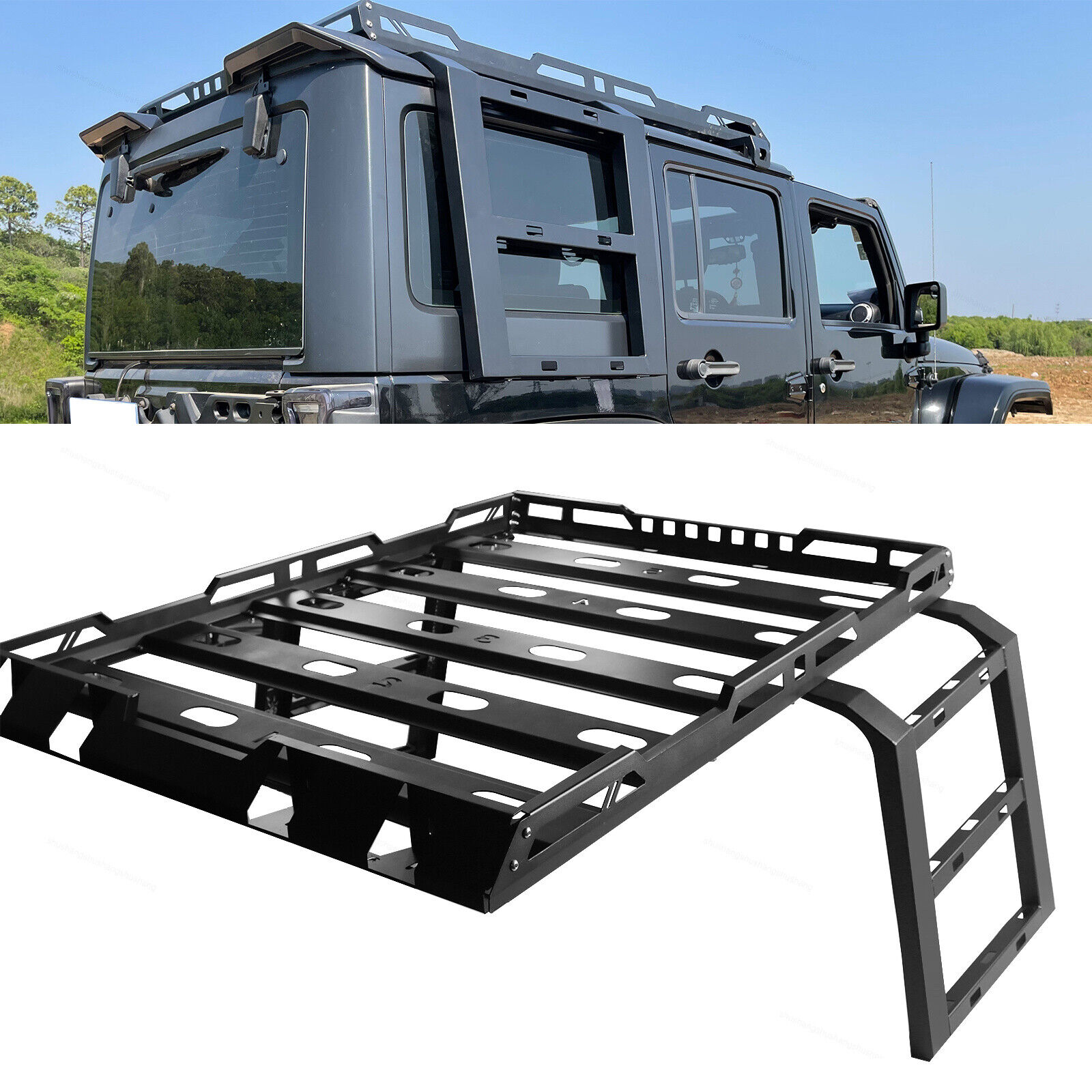 Fits 2018-2023 Jeep Wrangler JL 4 Door Steel Roof Rack Luggage Carrier  W/Ladders | eBay