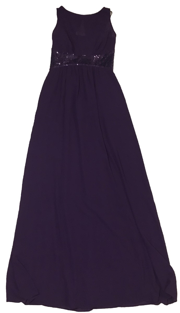 Chaps Evening Gown Dress Purple Size 2 Sequin Sleeveless NWT