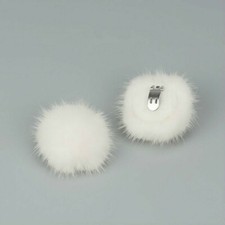 1 Pair Mink Fur Pom Shoe Clips Fluffy Ornament Heels Boots Charm Decor Red