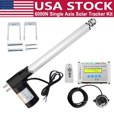 6000N Single Axis Solar Tracker Complete Kit W/ 12'' Linear Actuator + Controller
