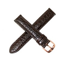 Jacques Lemans 18MM Genuine Alligator Leather Skin Watch Strap BROWN Rose Gold