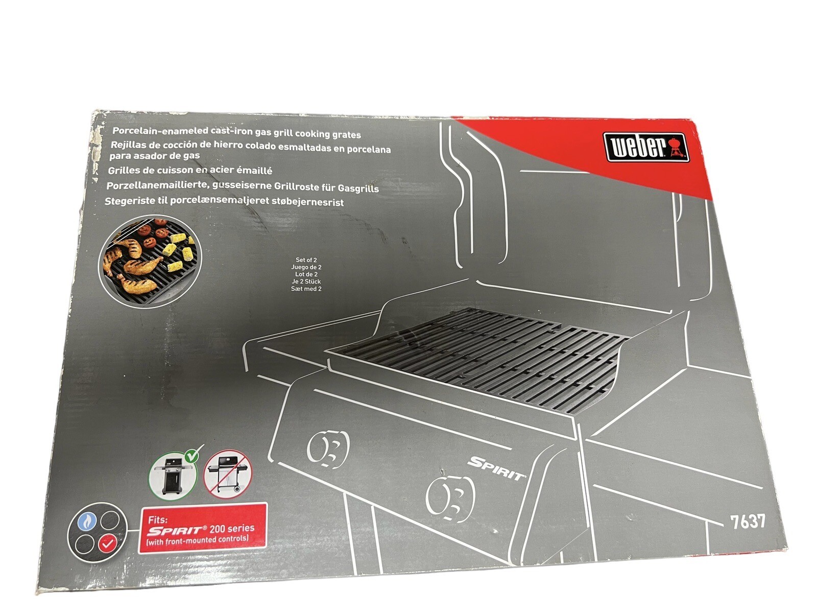 Genuine er 7637 Cooking Grill Grates for Spirit 200 2 Grates 17.5