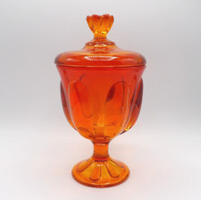 EPIC SIX PETAL PERSIMMON ORANGE BY VIKING 10" LIDDED CANDY DISH
