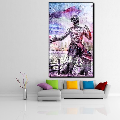 LEINWAND BILD ER XXL POP ART BRUCE LEE KUNG FU KARATE ABSTRAKT POSTER 90x150
